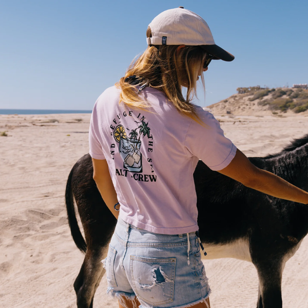 Salty Crew Ocean Spray Crop Tee - Pale Orchid