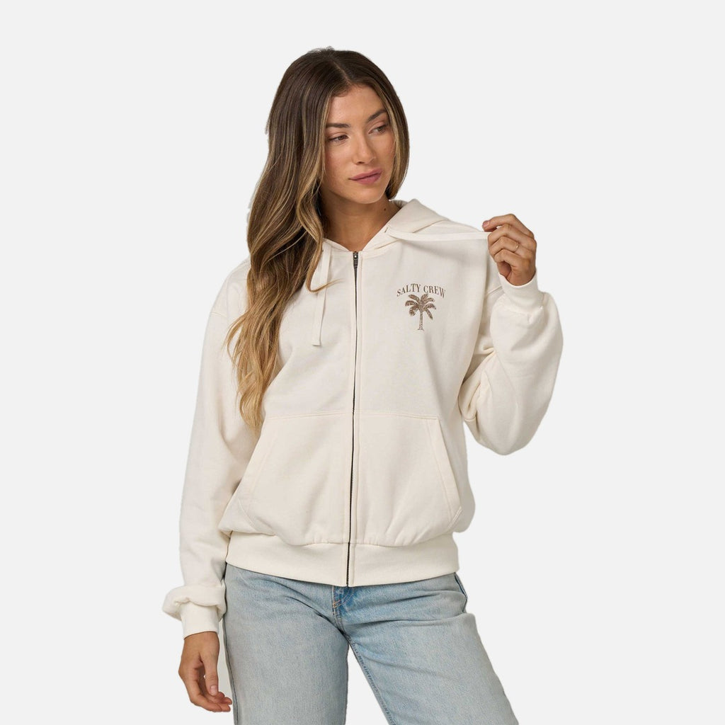 Salty Crew Pretty Palm Hooded Zip Up - Off White | Propaganda Streetwear & Skate
