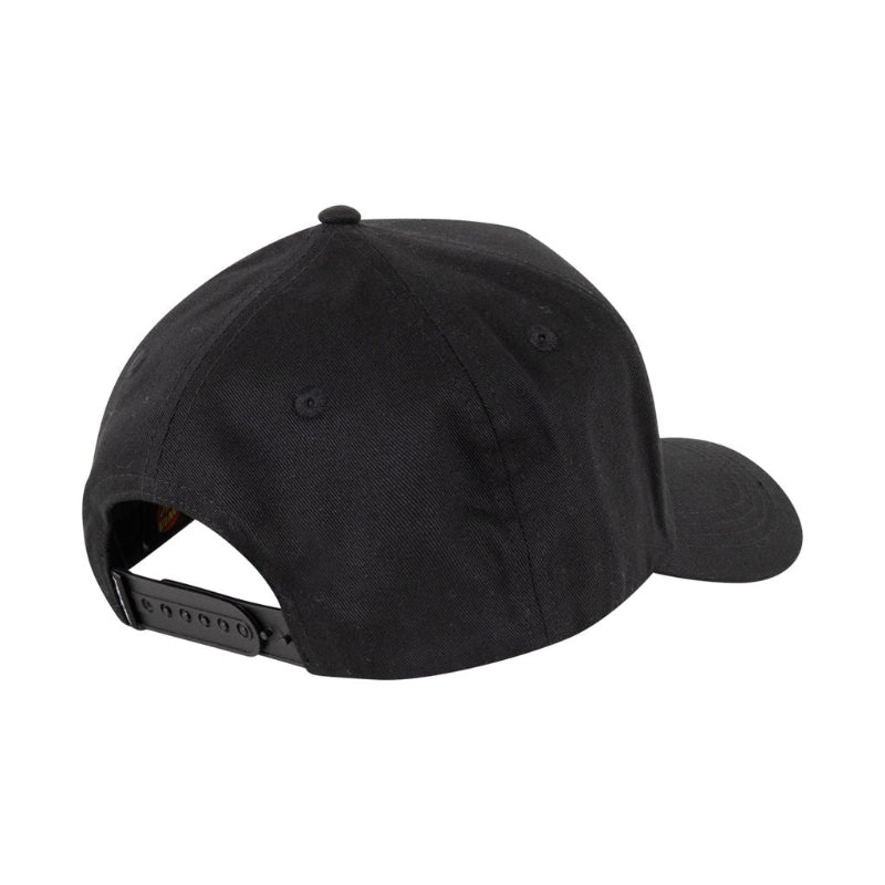 Black cap with brand logo on a white background
