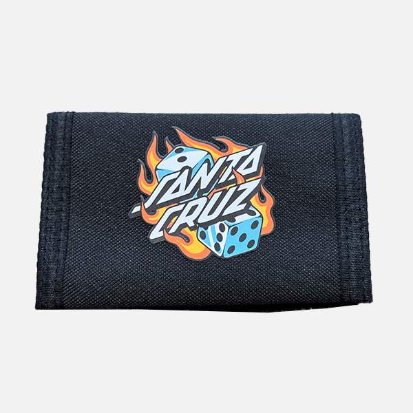 Santa Cruz Flaming Dice Dot Velcro Wallet - Black