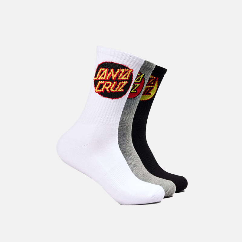 Santa Cruz Other Dot Crew Sock 3Pack - Black/White/Grey Marle
