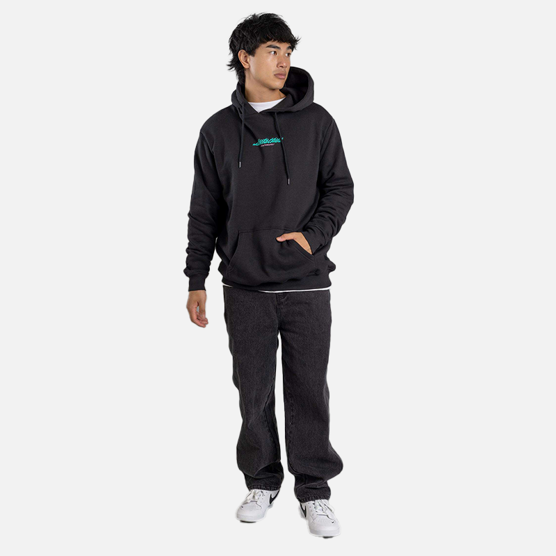 Santa Cruz Stacked Handled Strip Front Hoodie - Black