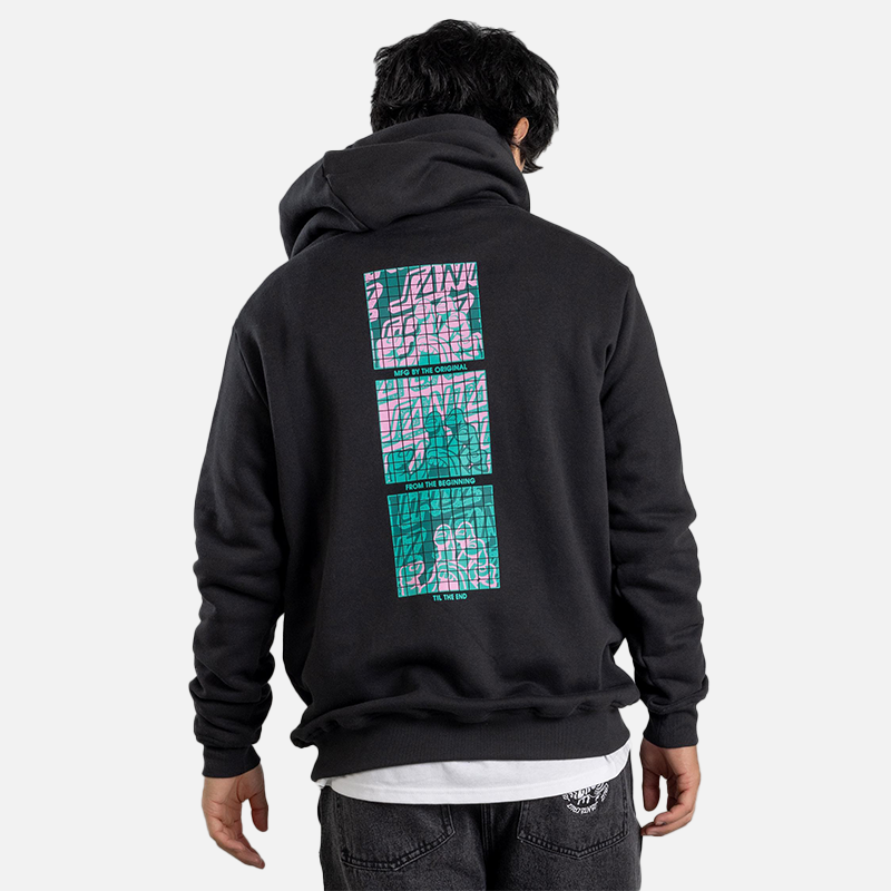 Santa Cruz Stacked Handled Strip Front Hoodie - Black
