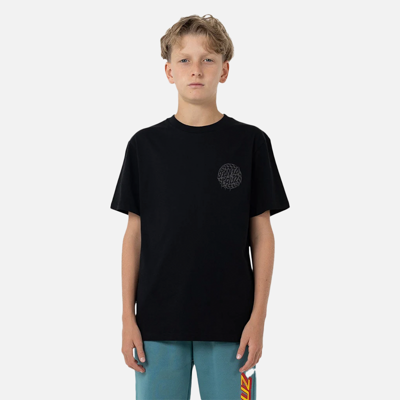 Santa Cruz Youth Check Waste Dot Mono Reflect Tee - Black