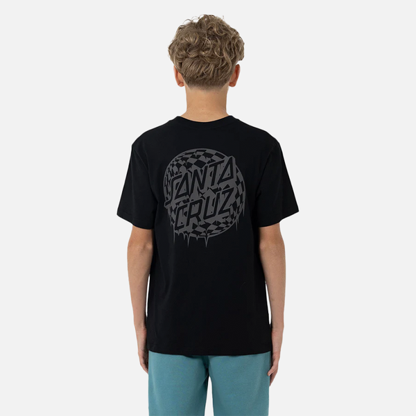 Santa Cruz Youth Check Waste Dot Mono Reflect Tee - Black