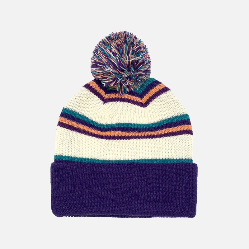 Santa Cruz Youth Classic Dot Patch Bobble Beanie - Cream Stripe