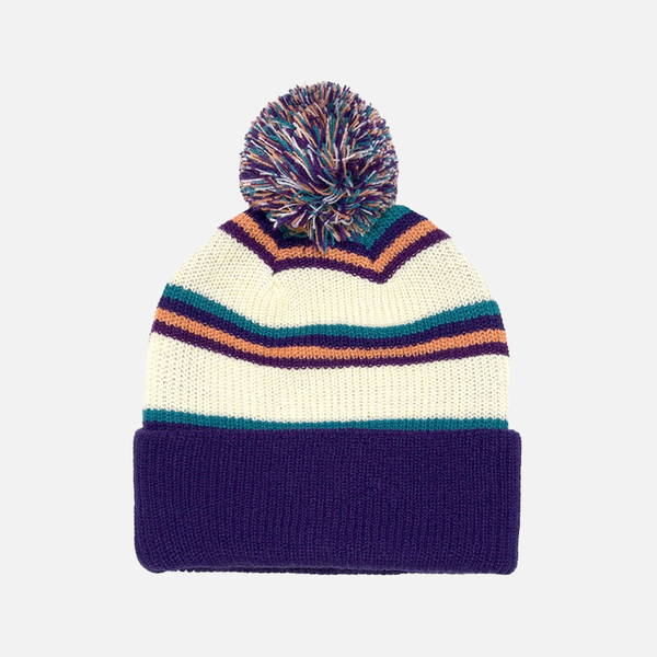 Santa Cruz Youth Classic Dot Patch Bobble Beanie - Cream Stripe