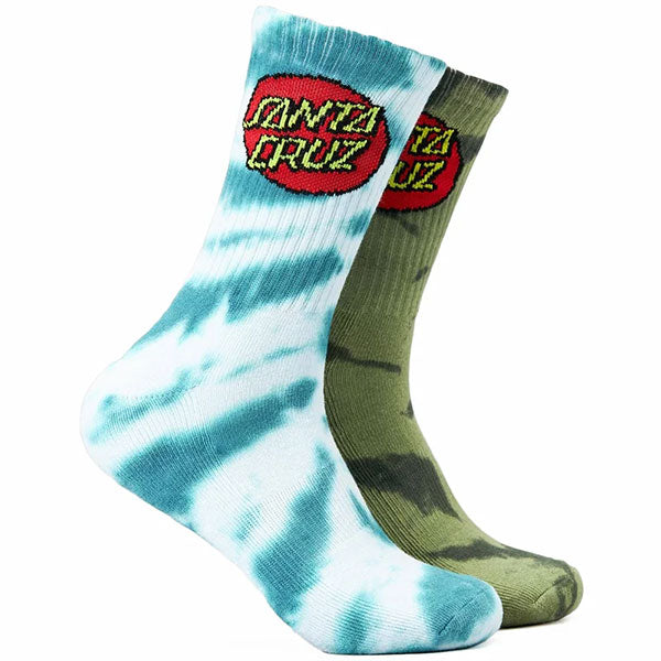 Santa Cruz Youth Classic Dot Tie Dye Socks 2 pack - Blue/Green