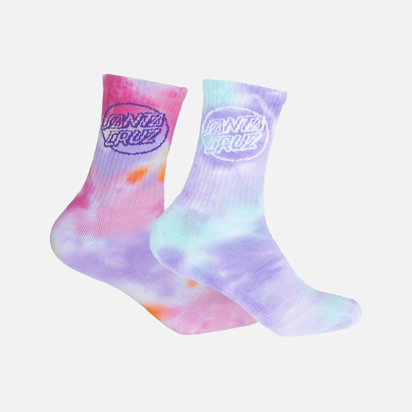 Santa Cruz Youth Opus Dot Mid 2Pack Socks - Lavender Tie Dye