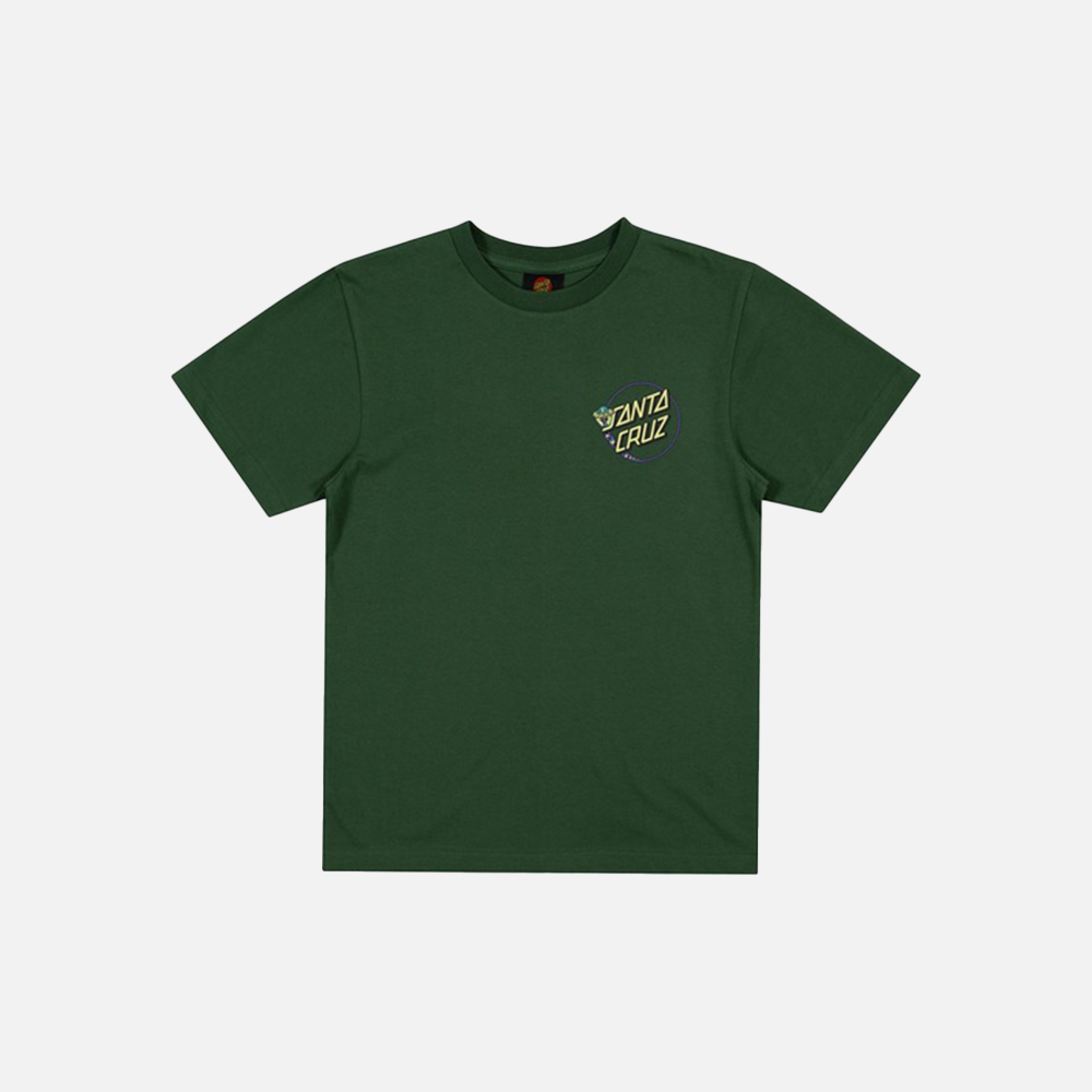 Santa cruz Green t-shirt with a logo on a light gray background