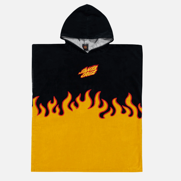 Santa Cruz Youth Flaming Stack Hooded Towel - Yellow