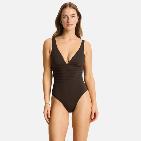 Sea Level De Luxe Plunge Longline One Piece - Espresso