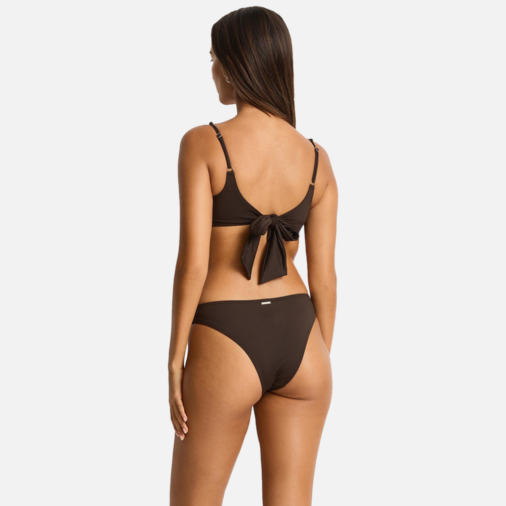 Sea Level De Luxe Scoop Neck Tie Back Bralette - Espresso