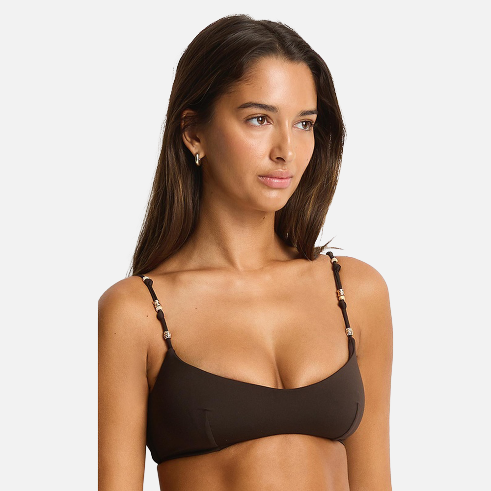 Sea Level De Luxe Scoop Neck Tie Back Bralette - Espresso