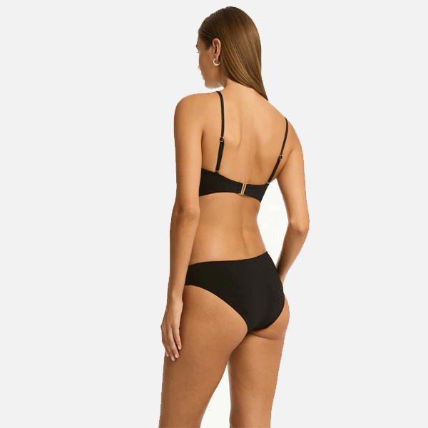 Sea Level Scalloped High Neck Top - Black