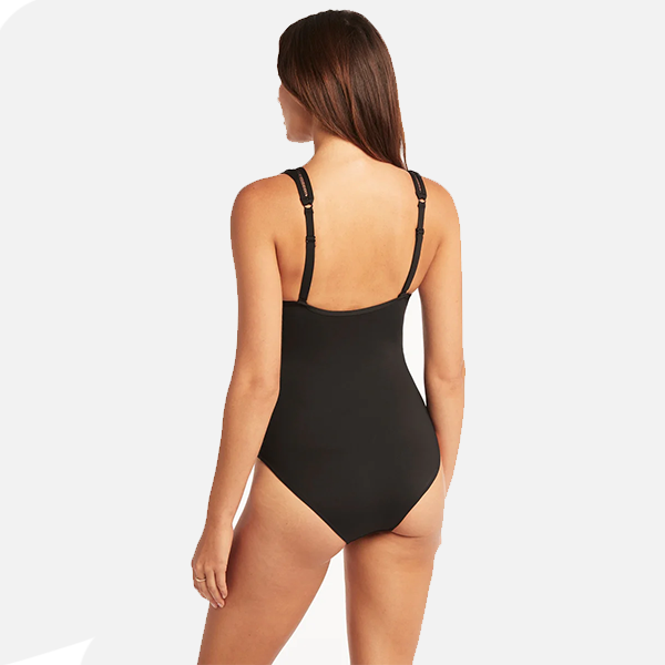 Sea Level Spliced Multifit Waisted One Piece - Black