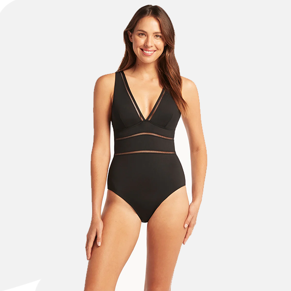 Sea Level Spliced Multifit Waisted One Piece - Black