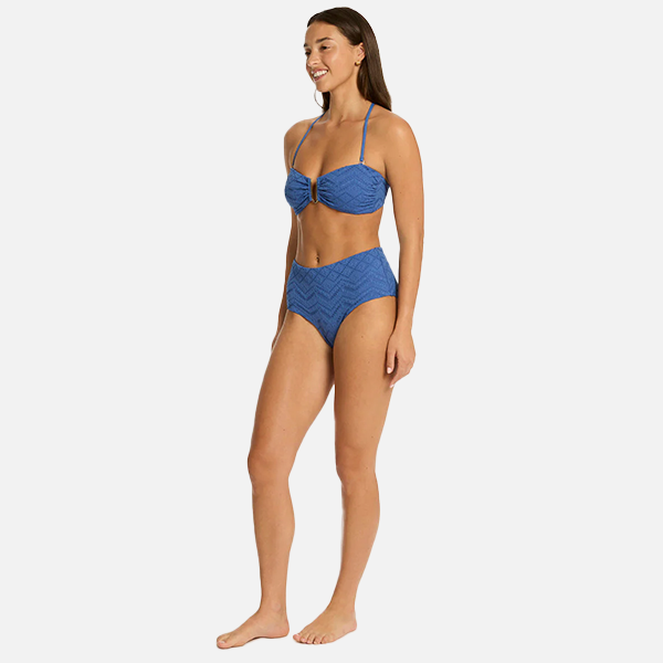 Sea Level Toscana High Waisted Bikini  Pant- Denim Blue