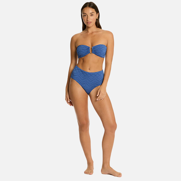 Sea Level Toscana High Waisted Bikini  Pant- Denim Blue