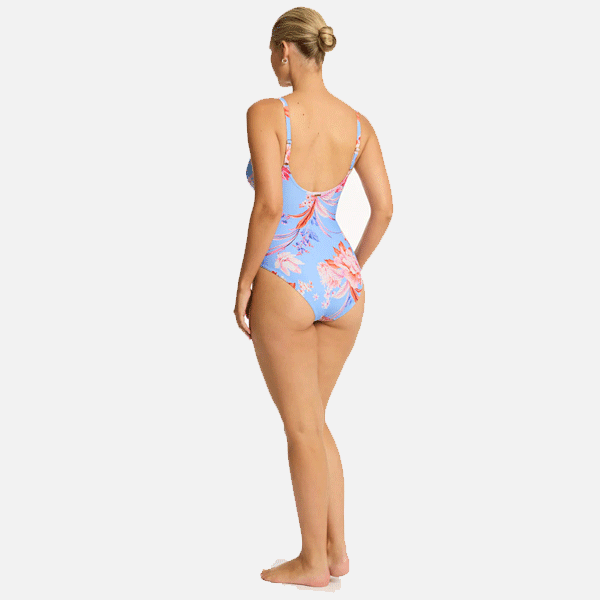Sea Level Cross Front Scoop Back One Piece- Light Blue