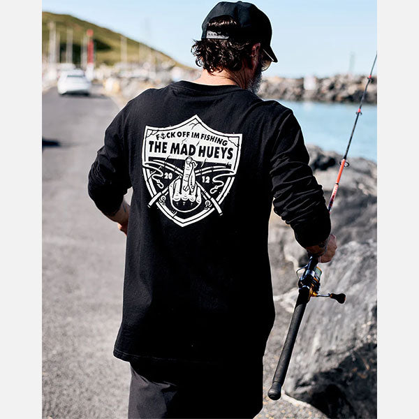 The Mad Hueys Raider FK Off I'm Fishing LS Tee - Black