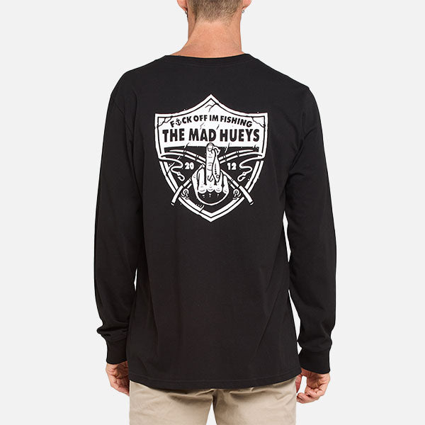 The Mad Hueys Raider FK Off I'm Fishing LS Tee - Black