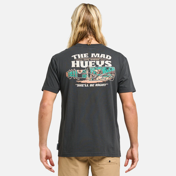 The Mad Hueys She'll Be Right Tee - Vintage Black