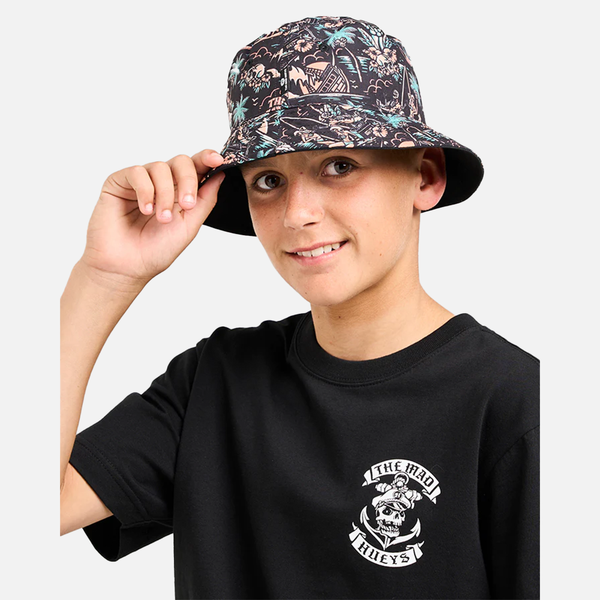 The Mad Hueys Sailor Anchor Reversible Youth Bucket Hat - Black