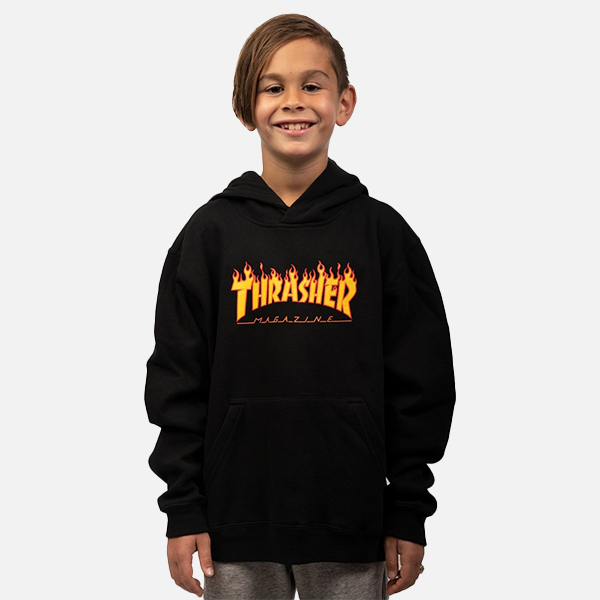 Thrasher Flame Youth Hood - Black