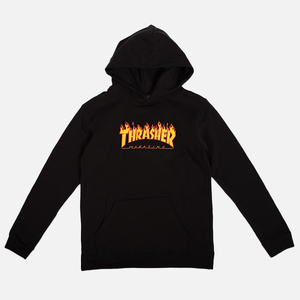 Thrasher Flame Youth Hood - Black