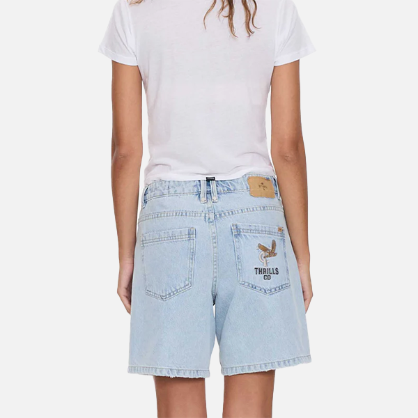 Thrills Billie Low Rise Baggy Embro Short- Serenity blue