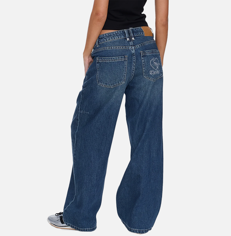 Thrills Billie Low Rise Baggy Killer Jean - Teal Blue Used
