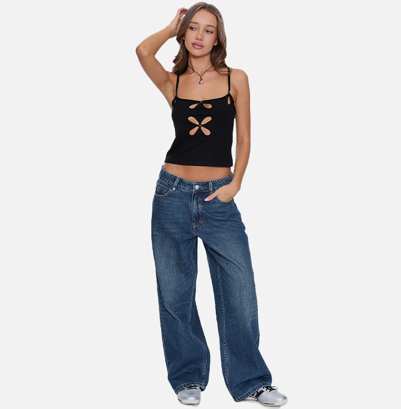 Thrills Billie Low Rise Baggy Killer Jean - Teal Blue Used