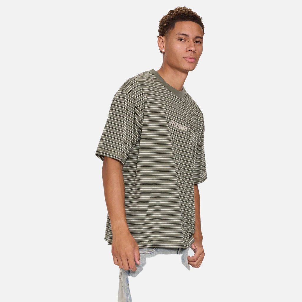 Thrills Built To Last Stripe OS Box Crop Tee - Beetle - view 3 | Propaganda Streetwear & Skate
