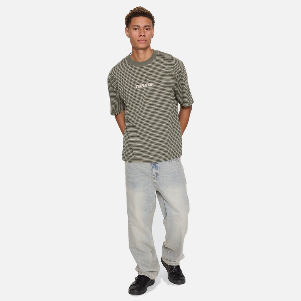 Thrills Built To Last Stripe OS Box Crop Tee - Beetle - view 4 | Propaganda Streetwear & Skate