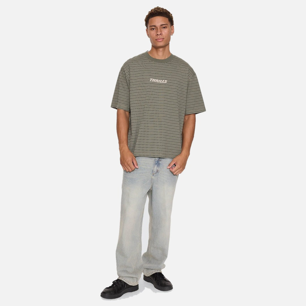 Thrills Built To Last Stripe OS Box Crop Tee - Beetle - view 5 | Propaganda Streetwear & Skate