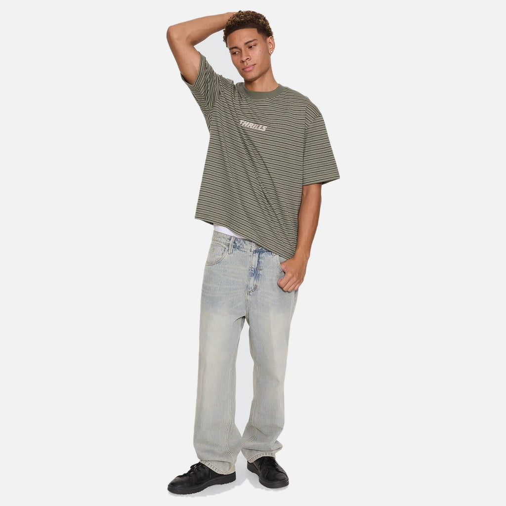 Thrills Built To Last Stripe OS Box Crop Tee - Beetle - view 6 | Propaganda Streetwear & Skate