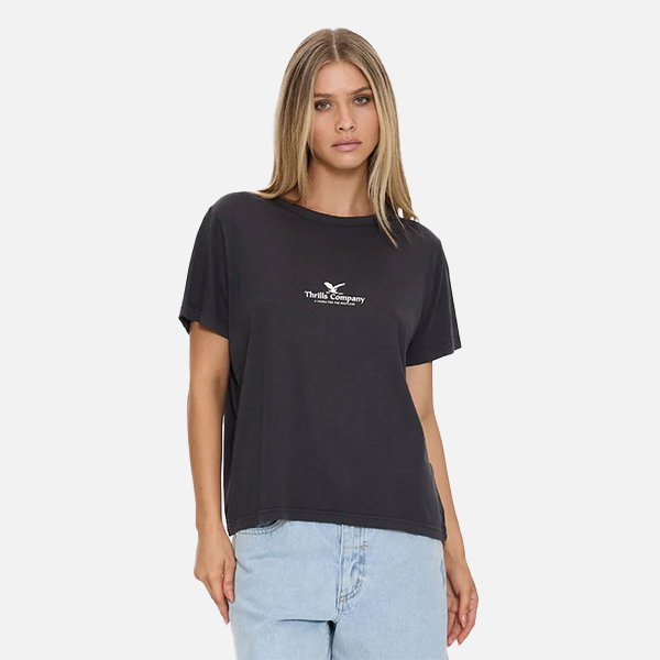 Thrills Haven For The Reckless Relaxed Tee- Dark Charcoal
