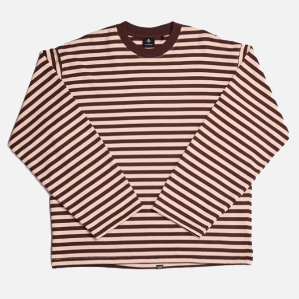 Thrills Muse Long Sleeve OS Tee - Butter Cream Stripe