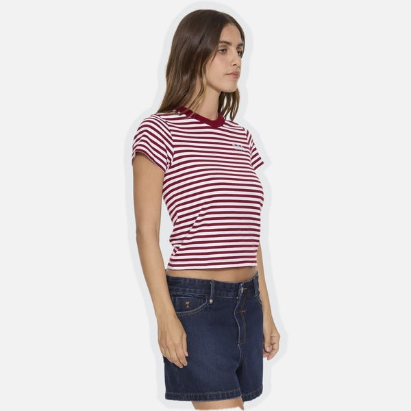 Thrills Primitive Stripe Boy Tee - Sour Cherry Stripe - view 4 | Propaganda Streetwear & Skate