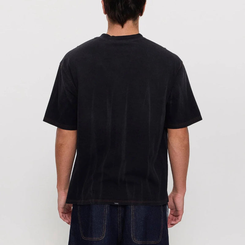 Thrills Web Of Chaos Box Crop Tee - Dark Faded Splatter Black