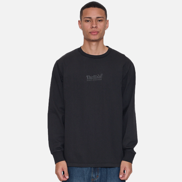 Thrills Workwear Embro Merch Fit Long Sleeve Tee - Pirate Black