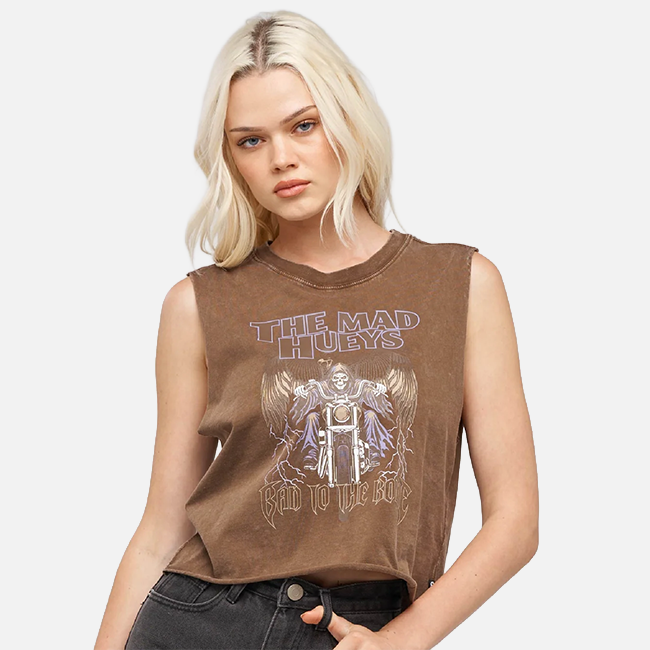 The Mad Hueys Bad To The Bone Crop Muscle - Washed Walnut