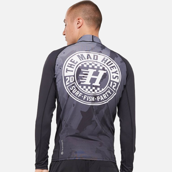 The Mad Hueys Checker Hueys Raglan LS Rashie - Black
