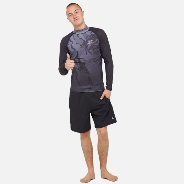The Mad Hueys Checker Hueys Raglan LS Rashie - Black