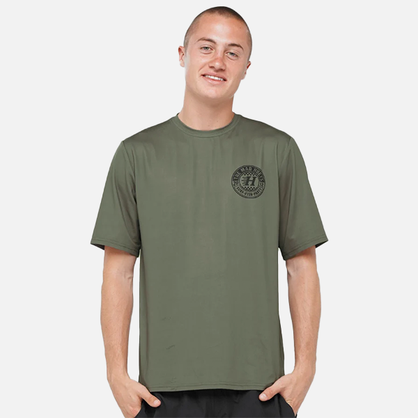 The Mad Hueys Checker Hueys Relaxed SS Rashie - Olive