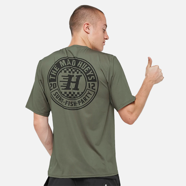The Mad Hueys Checker Hueys Relaxed SS Rashie - Olive