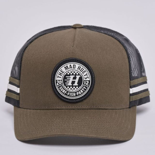 The Mad Hueys Checker Hueys Twill Trucker - Olive