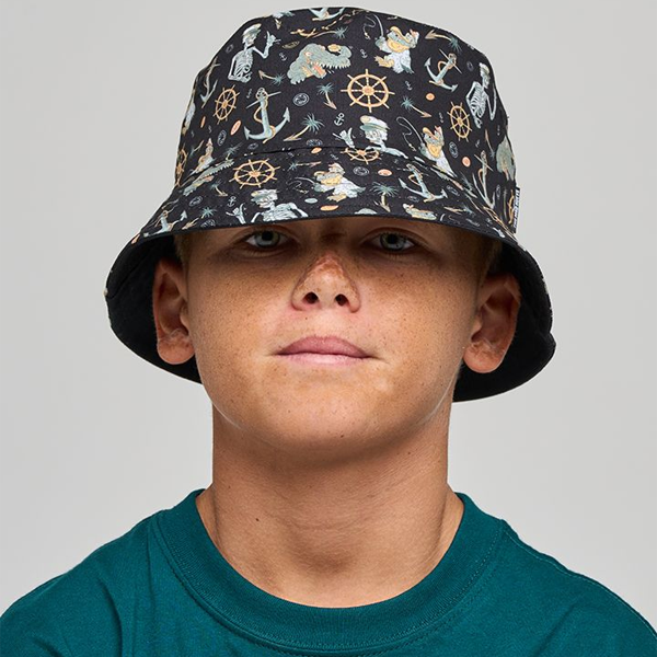 The Mad Hueys Youth Croc Captain Reversible Bucket Hat - Vintage Black