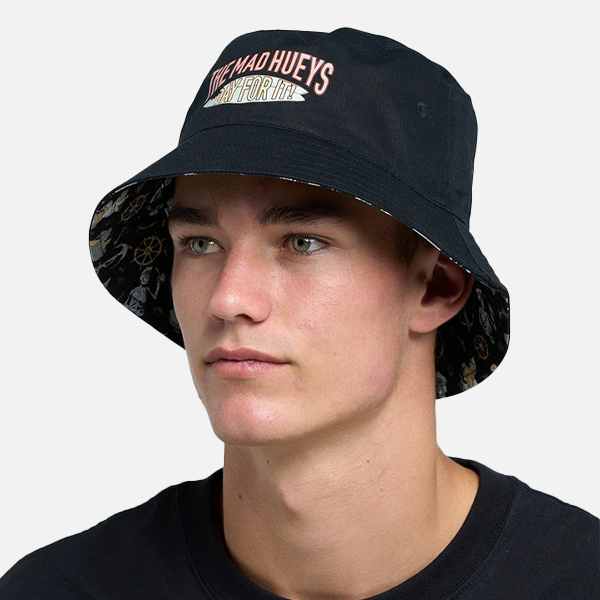 The Mad Hueys Day For It Froggies Reversible Bucket Hat - Black